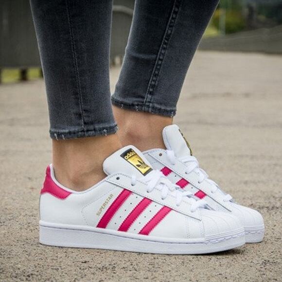 Adidas Superstar Foundation J B23644 White Pink Buzz Sneakers Womens Size 7 - Picture 1 of 16